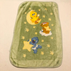 2004 Sesame Beginnings  Baby Blanket Big Bird Zoe Grover 43.5 x 30 Inch